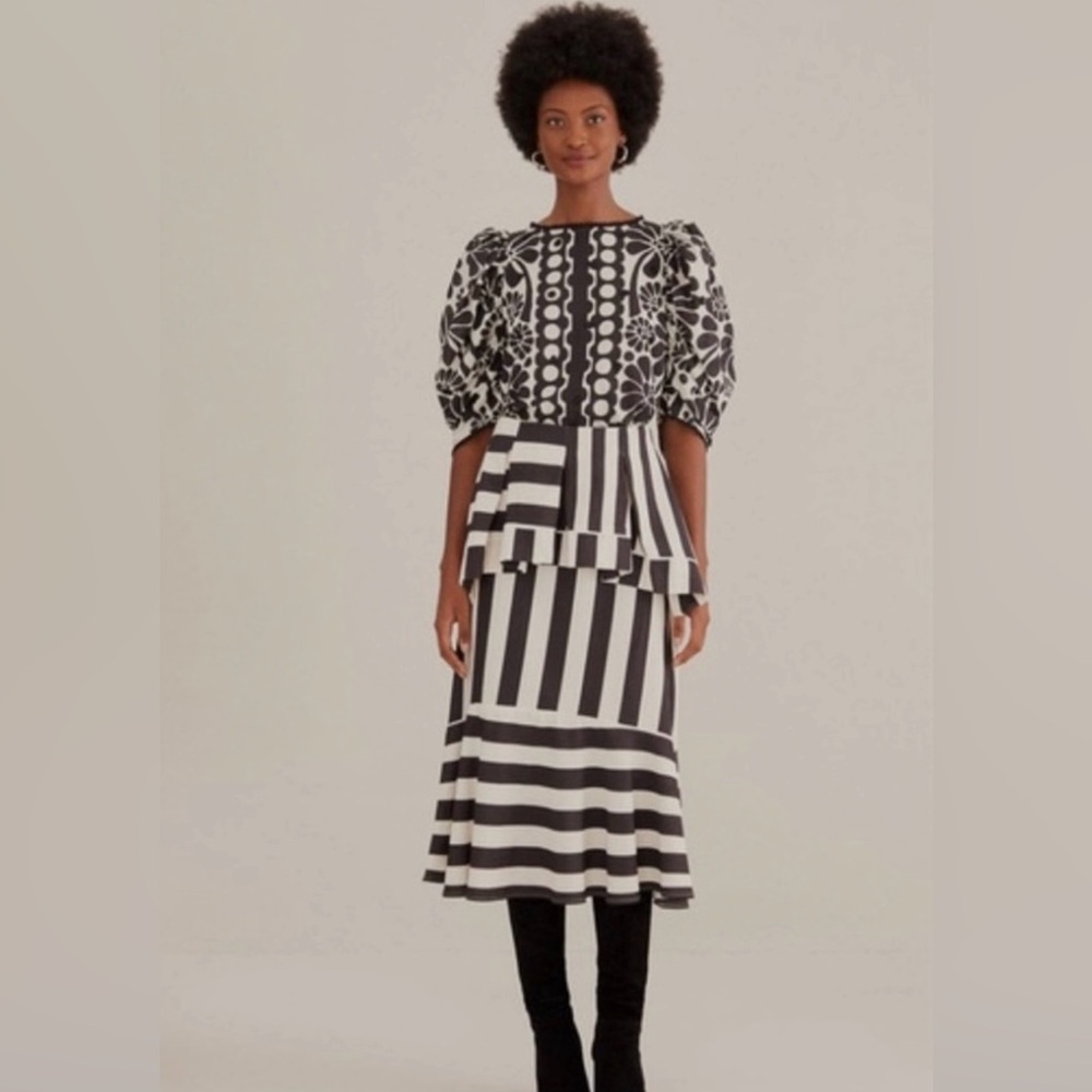 FARM Rio Mixed Stripes Midi Skirt NWT